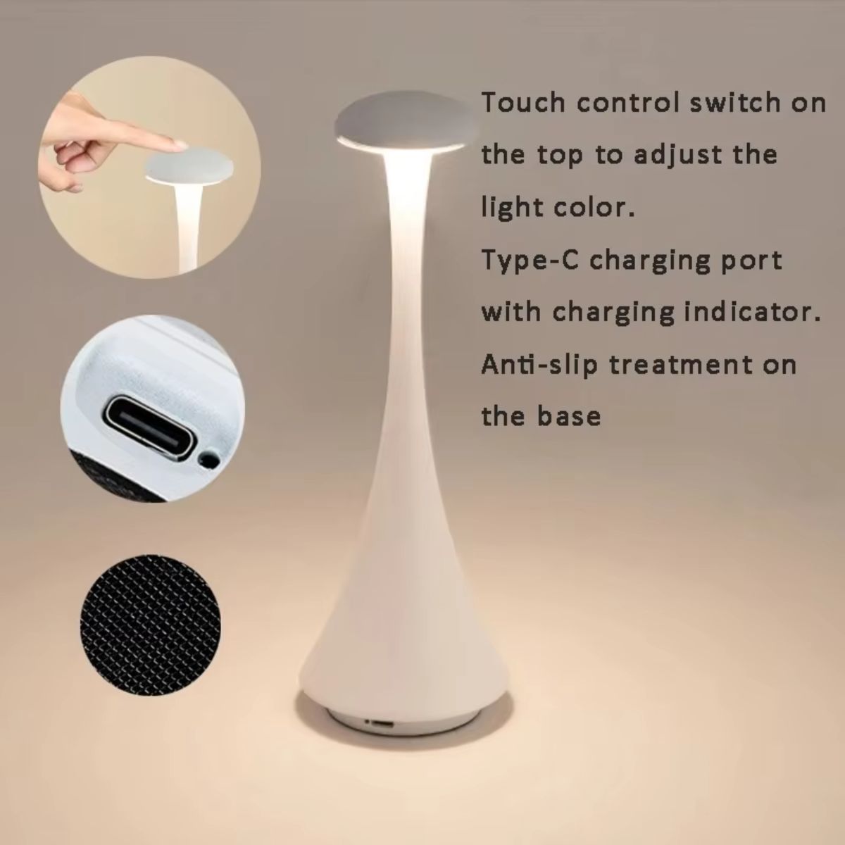 Wireless Rechargeable Mushroom Touch Night Light